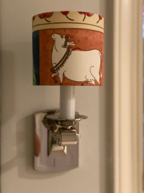 5” Hardback Sconce Shade (Two Shade Set) - Indian Summer in Dark Blue by Jane Churchill