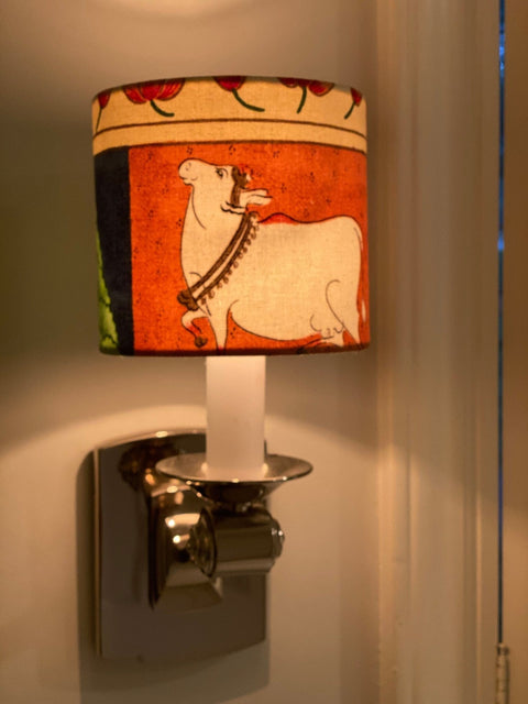 5” Hardback Sconce Shade (Two Shade Set) - Indian Summer in Dark Blue by Jane Churchill