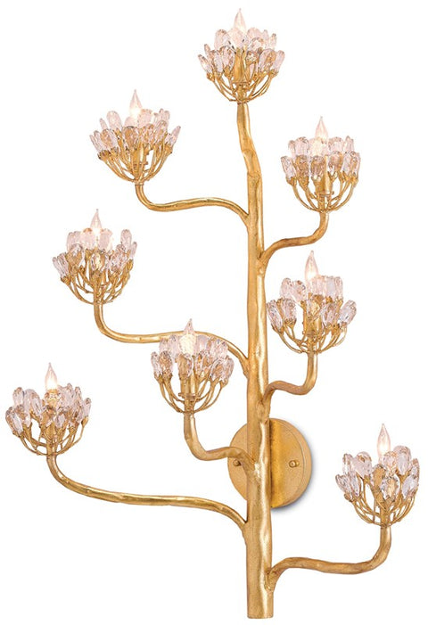 Agave Candelabra Sconce with Crystals Elegant Wall Light