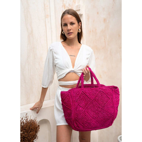 Beach Handmade Braided Geometric Tote