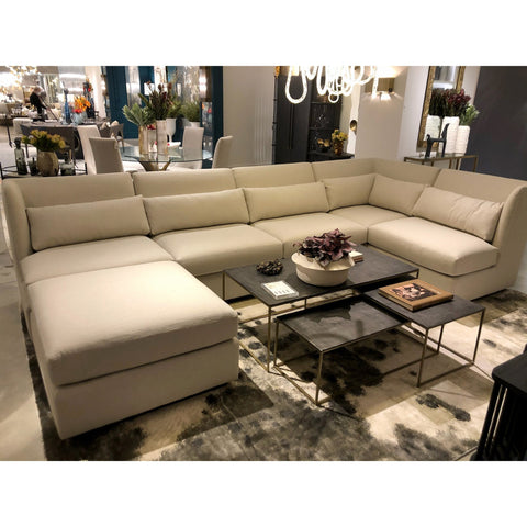 Space Saving Modern Pouf Ottoman with Plinth Base