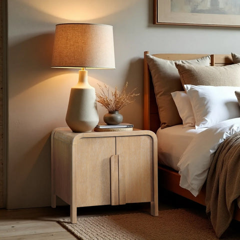 Meridian Furniture Inc. Harmony Scandinavian Curved Nightstand with Storage - 20 W