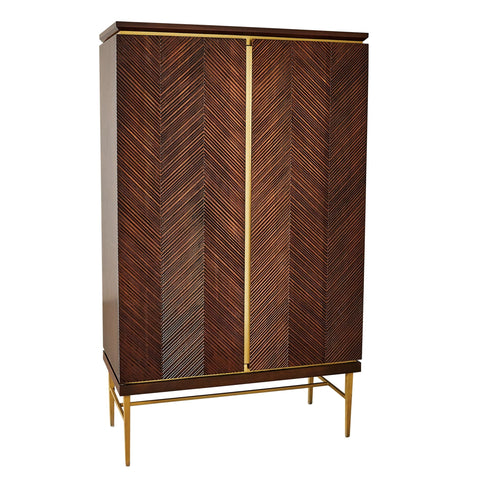 Latilla Modern Chevron Bar Cabinet with Pull Handles