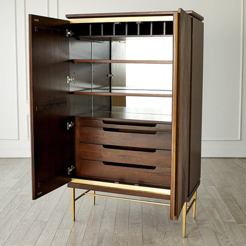 Latilla Modern Chevron Bar Cabinet with Pull Handles