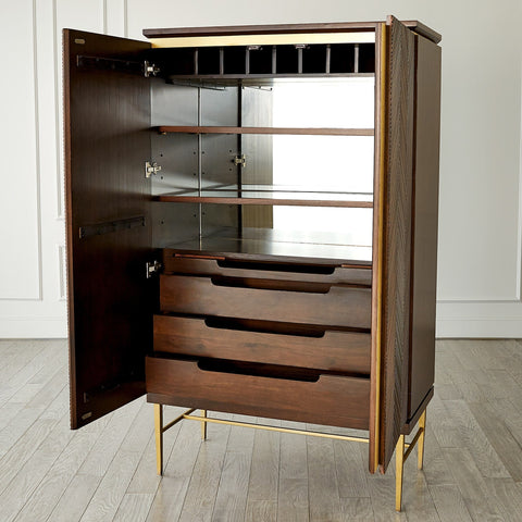 Latilla Modern Chevron Bar Cabinet with Pull Handles