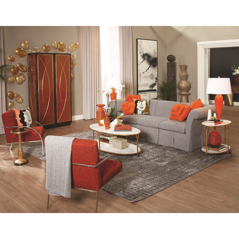 Timeless Minimalist Contemporary Oval Marble Coffee Table