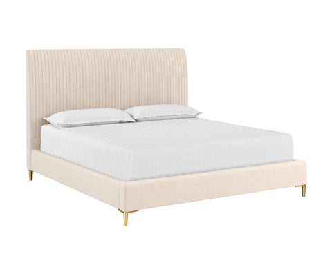 Sunpan Modern Harris Upholstered Platform Bed with Headboard - Low Profile - Queen - Full - King