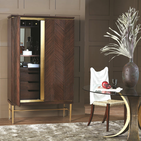 Latilla Modern Chevron Bar Cabinet with Pull Handles