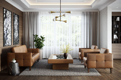 Karmelo Modern Aniline Leather Standard Sofa