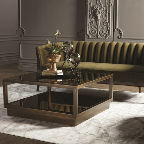 Global Views Timeless Minimalist Square Glass Coffee Table