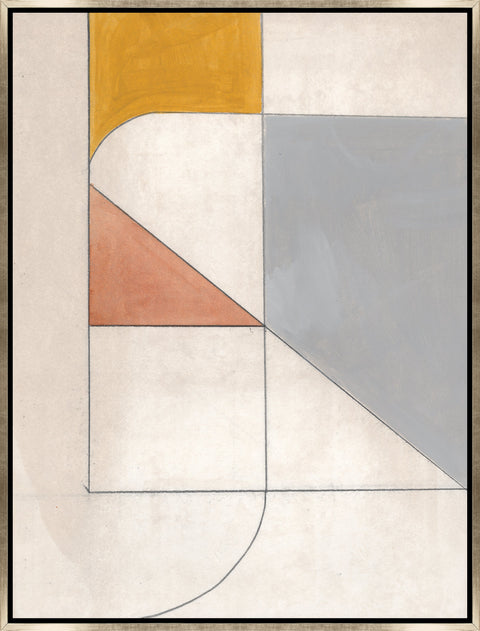 Soft Division I Modern Abstract Print with Gold Floating Frame Wall Art