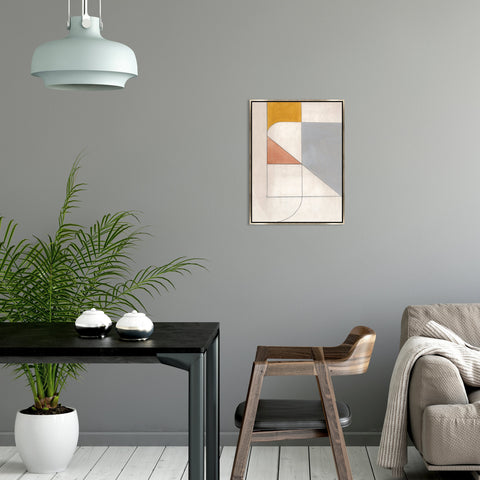 Soft Division I Modern Abstract Print with Gold Floating Frame Wall Art