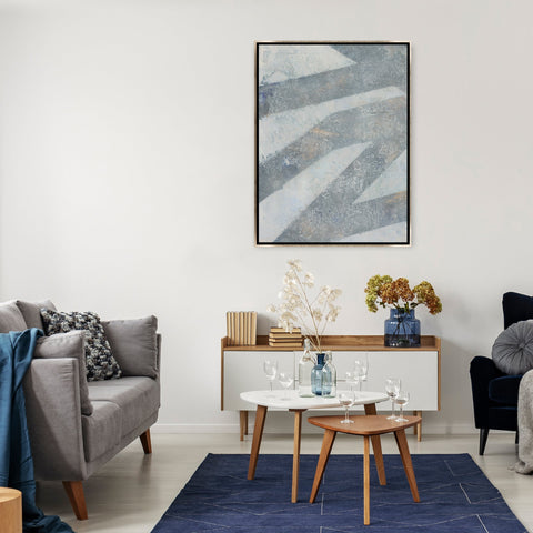 Stones & Gravel I Modern Floating Silver Framed Wall Art