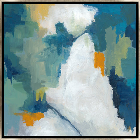 Shared Moments Abstract Square Print with Silver Floating Frame Wall Art