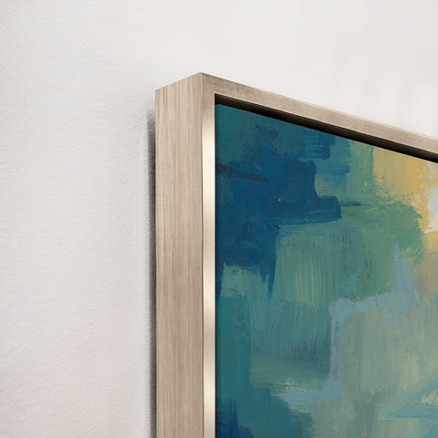 Shared Moments Abstract Square Print with Silver Floating Frame Wall Art