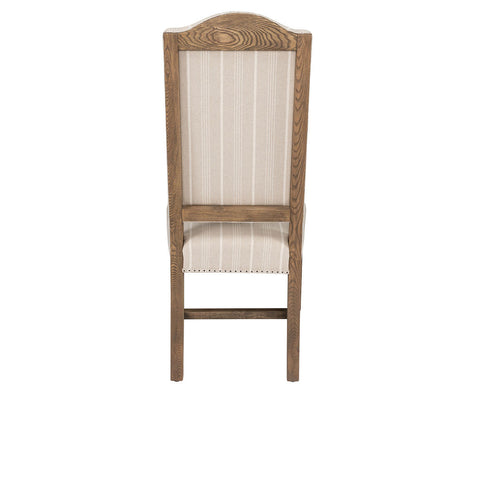Artful Traditionalist Rustic Upholstered Crown Dining Side Chair