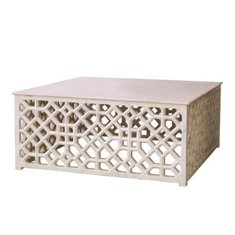 Global Views Timeless Minimalist Mediterranean Marble Coffee Table