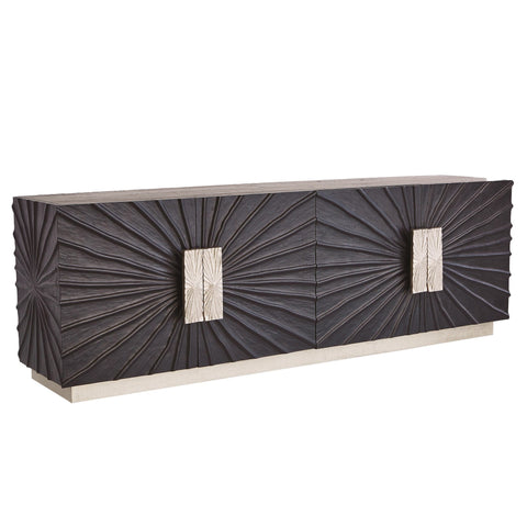 Modern Media Console with Pull Handles Matte Media Storage