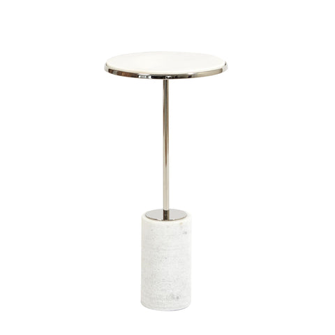 Global Views Timeless Minimalist Modern Round Drum Drink Table