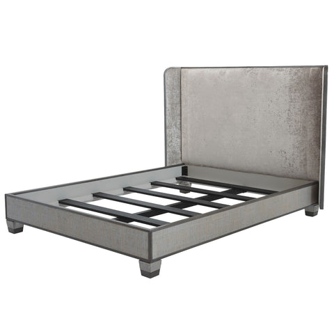 Global Views Contemporary Wingback Platform Bed with Headboard - Argento - King