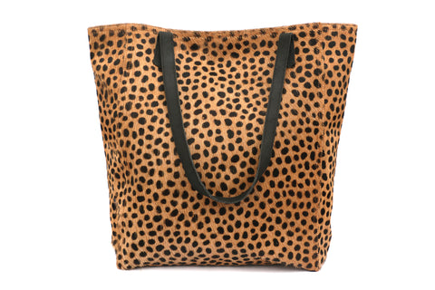 Leopard Animal Pattern Lined Tote with Magnetic Closure