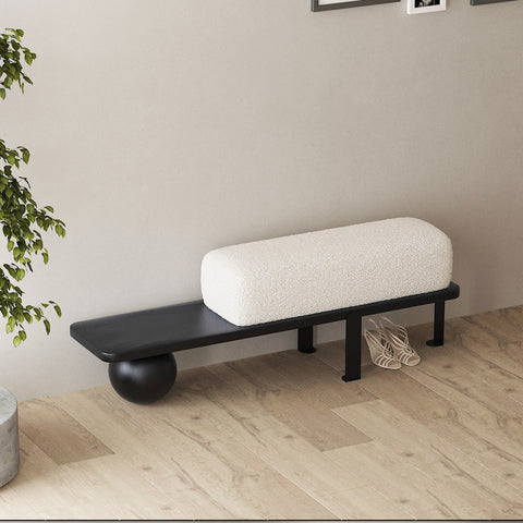 Timeless Minimalist Upholstered Accent Bench with Ball Design