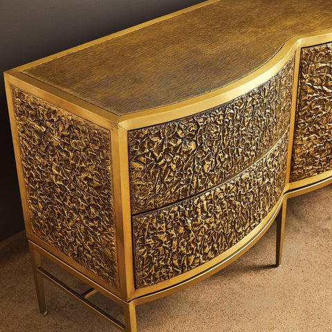 Crinkle Modern Accent Cabinet with Brushed Finish