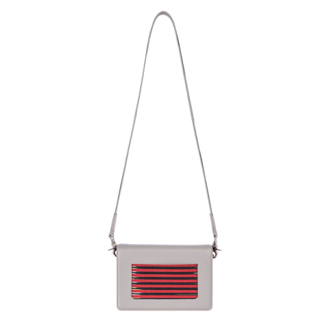 Casual Embossed Stripe Crossbody with Magnetic Flap