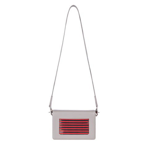 Casual Embossed Stripe Crossbody with Magnetic Flap