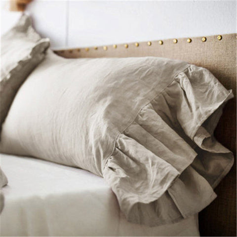 Minimalist Ruffled Linen Pillowcase with Organic Design