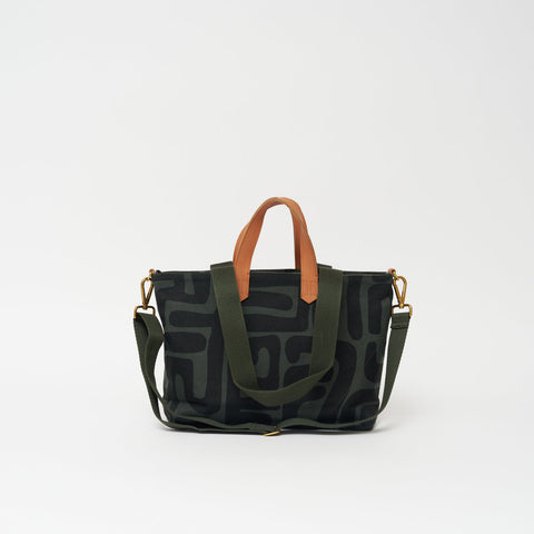 Travel Abstract Graphic Tote with Zip Top and Shoulder Straps