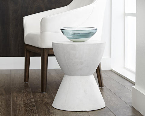 Sunpan Logan Curved Drum End Table for Contemporary Spaces