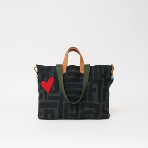 Travel Abstract Beaded Heart Graphic Tote