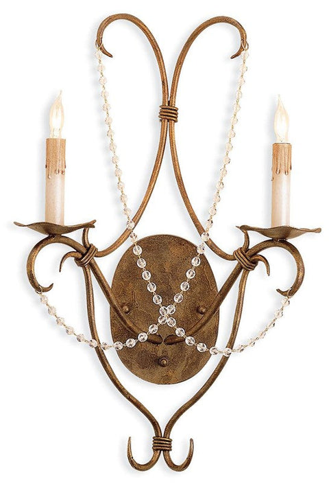 Accent Candelabra Sconce with Beads and Crystals Wall Light
