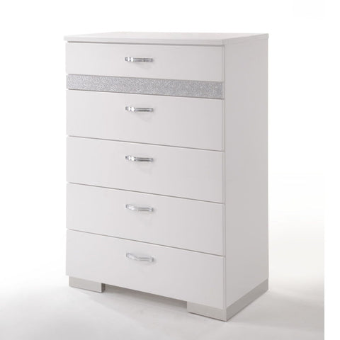 Contemporary High Gloss Drawer Chest with Pull Handles