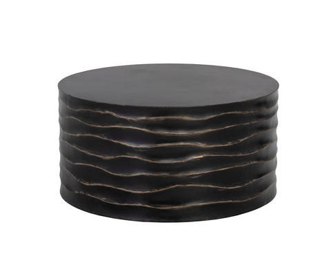 Sunpan Corey Sculpted Round Drum Coffee Table Modern