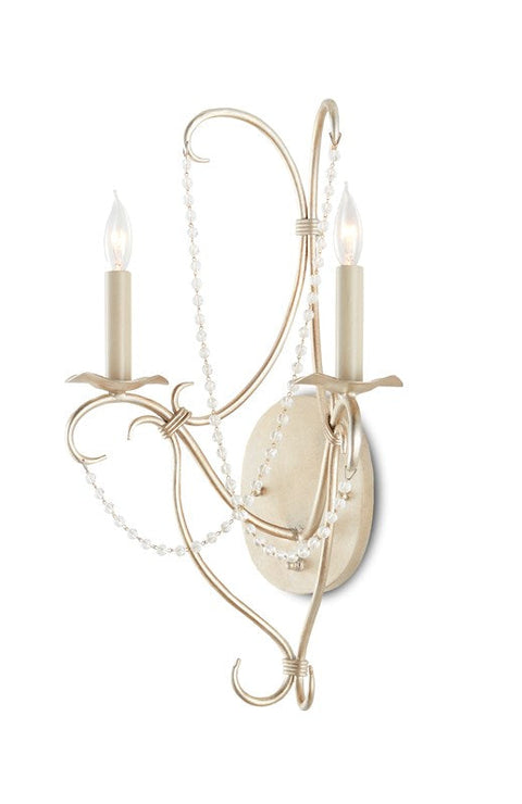 Accent Candelabra Sconce with Crystals and Art Glass Wall Light