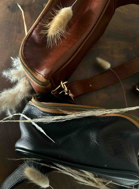 Handmade Leather Hip Bag with Detachable Crossbody Strap