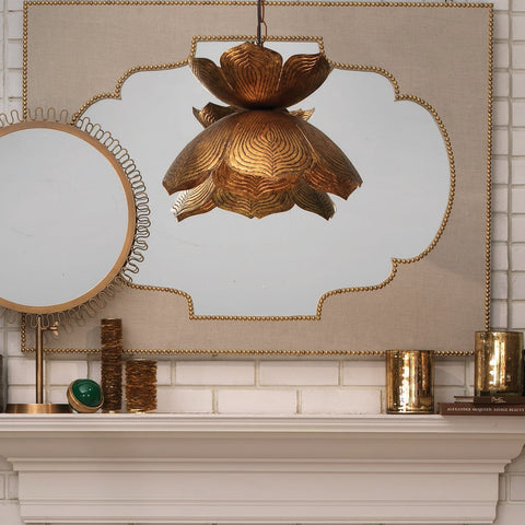 Lotus Accent Elegant Organic Carving Pendant Light