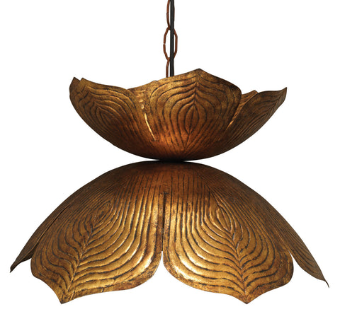 Lotus Accent Elegant Organic Carving Pendant Light