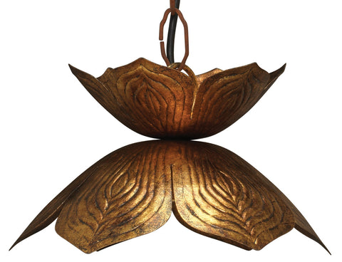 Lotus Petal Pendant Light with Antique Gold Leaf Finish