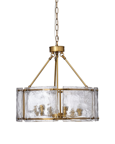 Ambient Modern Beveled Chandelier with Art Glass