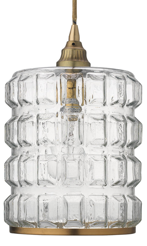 Madison Mid Century Art Glass Pendant Light in Antique Brass