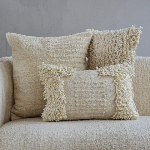 Powered by People Bohemian Hand Spun Wool Pillow Cover with Fringe - 12 x 20