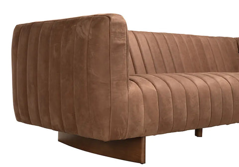 Khann Modern Solid Leather Upholstered Sofa