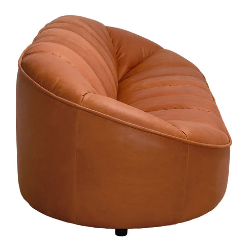 Amadeus Curved Leather Sofa with Horizontal Tufting