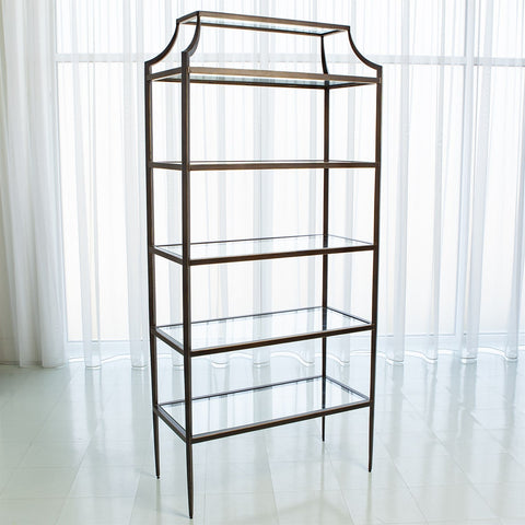 Lescot Etagere Bookshelf with Bronze Finish for Contemporary Spaces