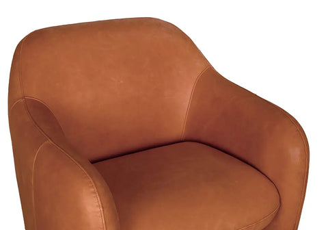 Timeless Minimalist Modern Barrel Leather Armchair