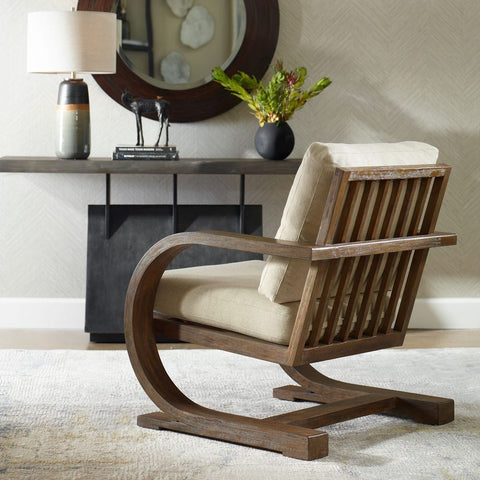 Artful Traditionalist Art Deco Cantilever Accent Chair