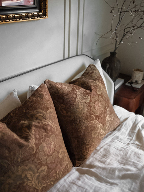 Artful Traditionalist Velvet Bolster with Double Sided Design